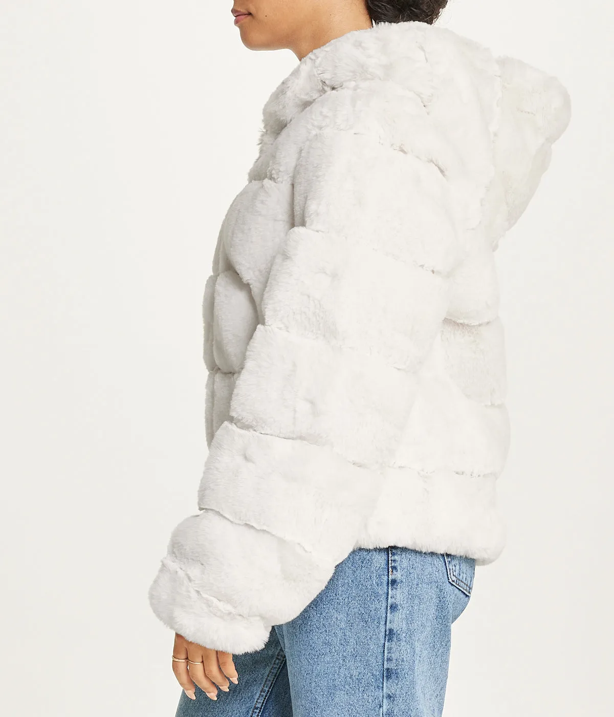 Editors Choice Short Faux Fur With Hood Ivory  Almost Sold Out!