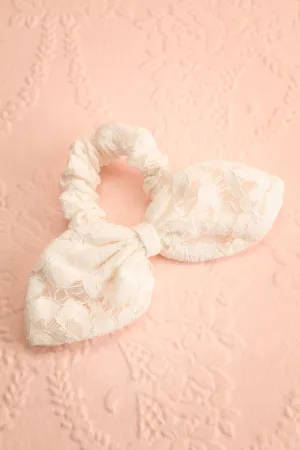 Eflyr White | Lace Hair Scrunchie with Bow