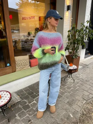 ESMEE MOHAIR PULLOVER - FLURO MULTICOLOUR - LES TRICOTS D'O