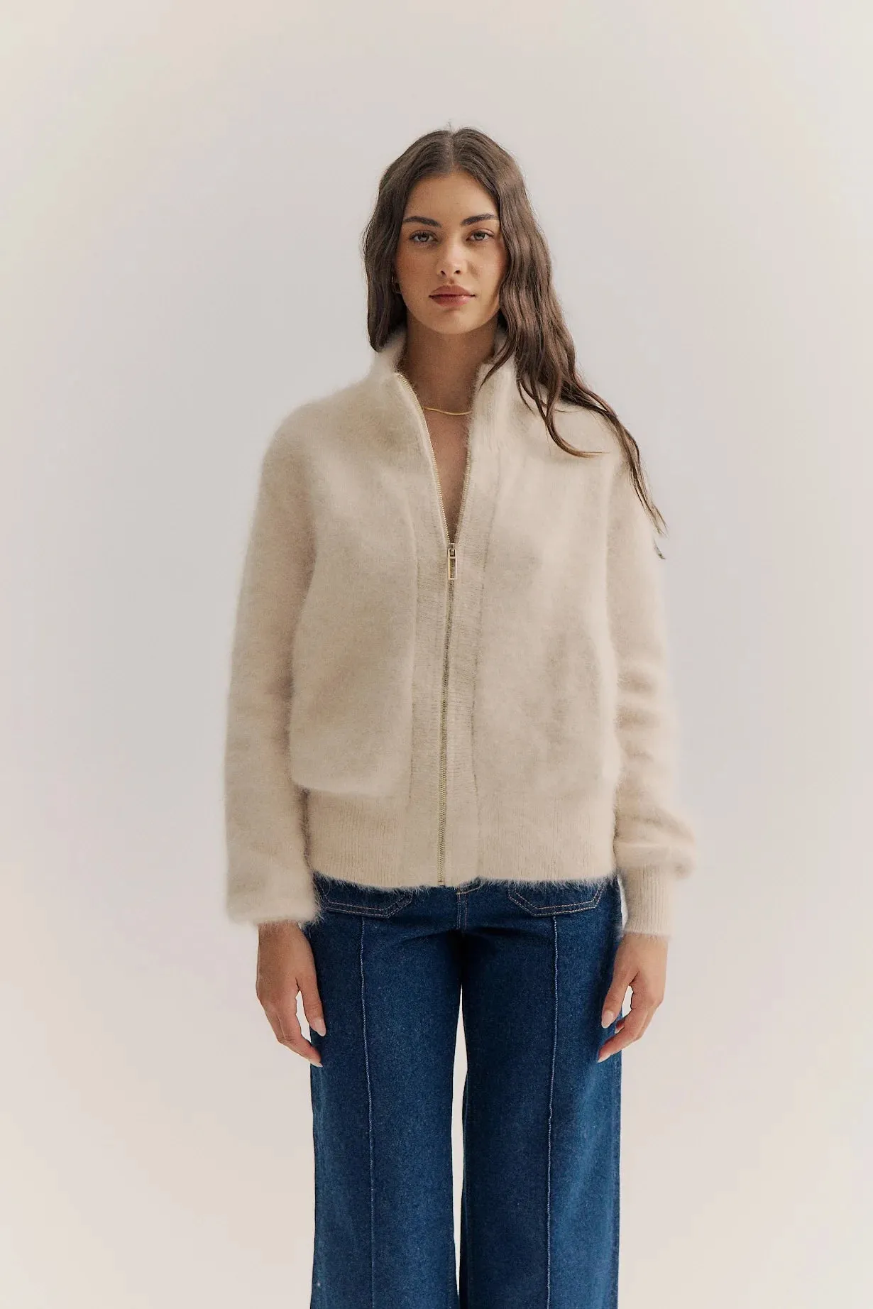 FELIX ZIP CASHMERE CARDIGAN - OATMEAL - WORLD OF NOMADS