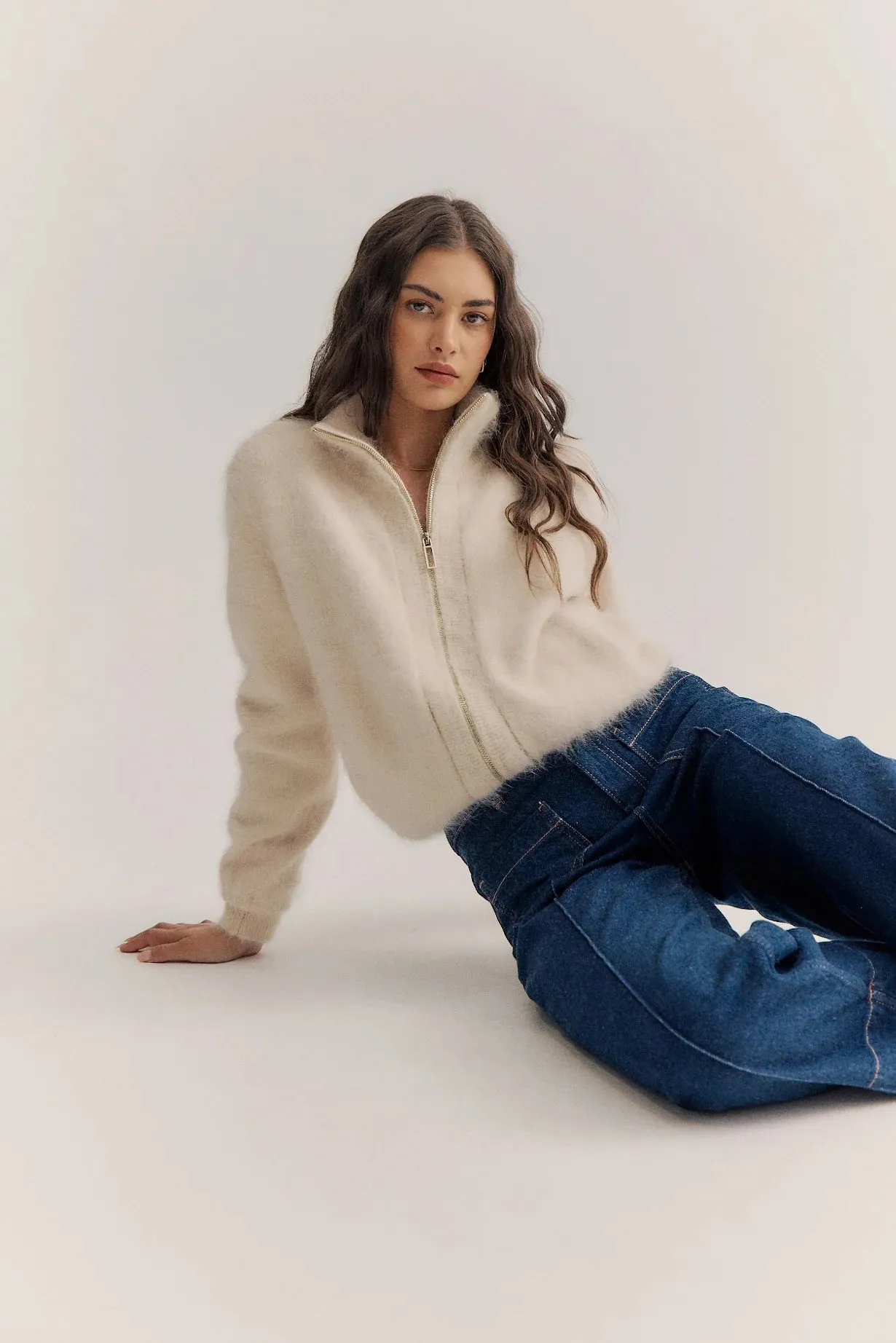 FELIX ZIP CASHMERE CARDIGAN - OATMEAL - WORLD OF NOMADS