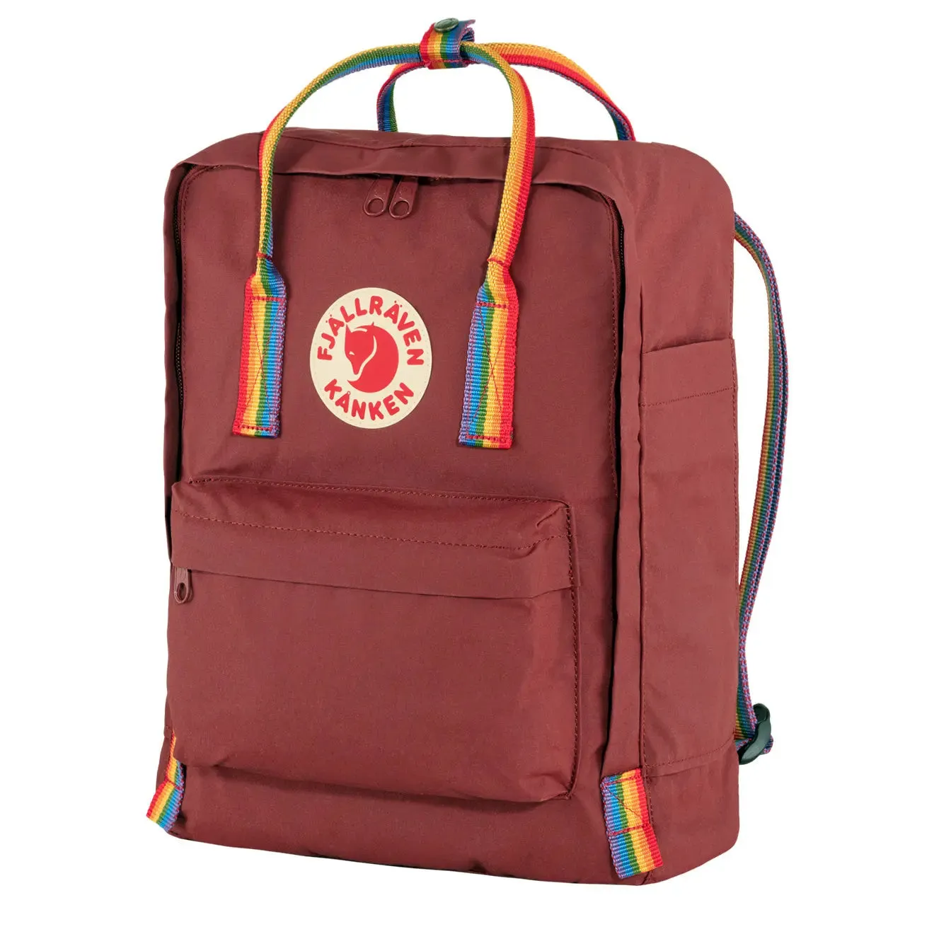 Final Few Fjallraven Kanken Classic Backpack Ox Red / Rainbow Pattern  Last Chance!