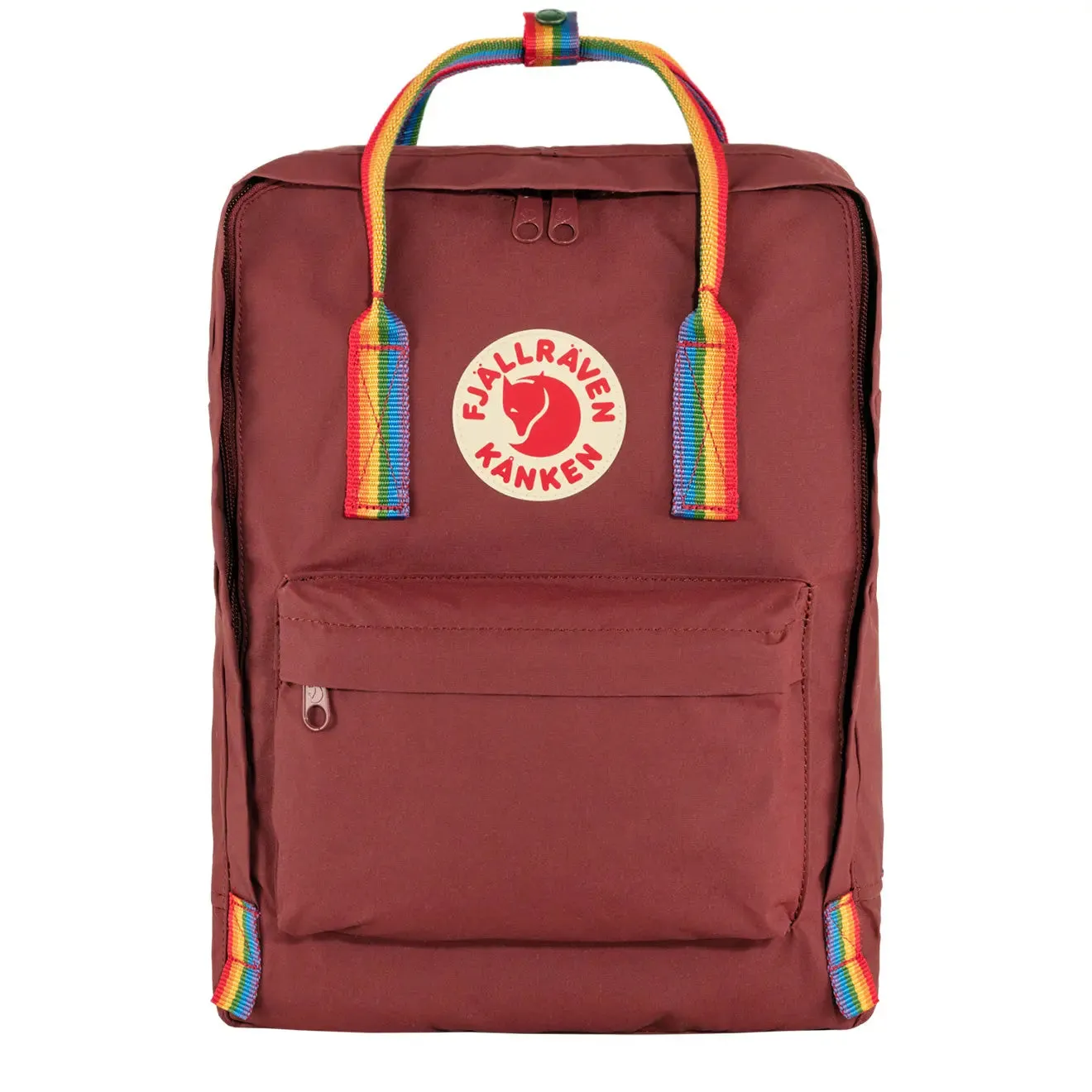 Final Few Fjallraven Kanken Classic Backpack Ox Red / Rainbow Pattern  Last Chance!