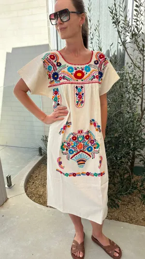 2025 FASHION TRENDS FOR WOMEN FRIDA DRESSS - CREAM / MULTI - LAS NINAS