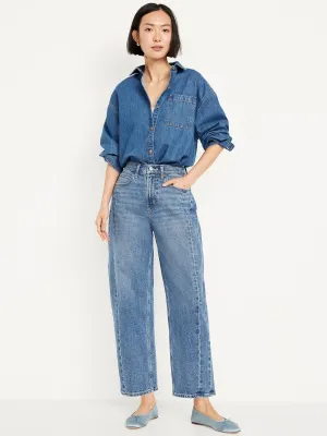 High-Waisted Barrel Ankle Jeans