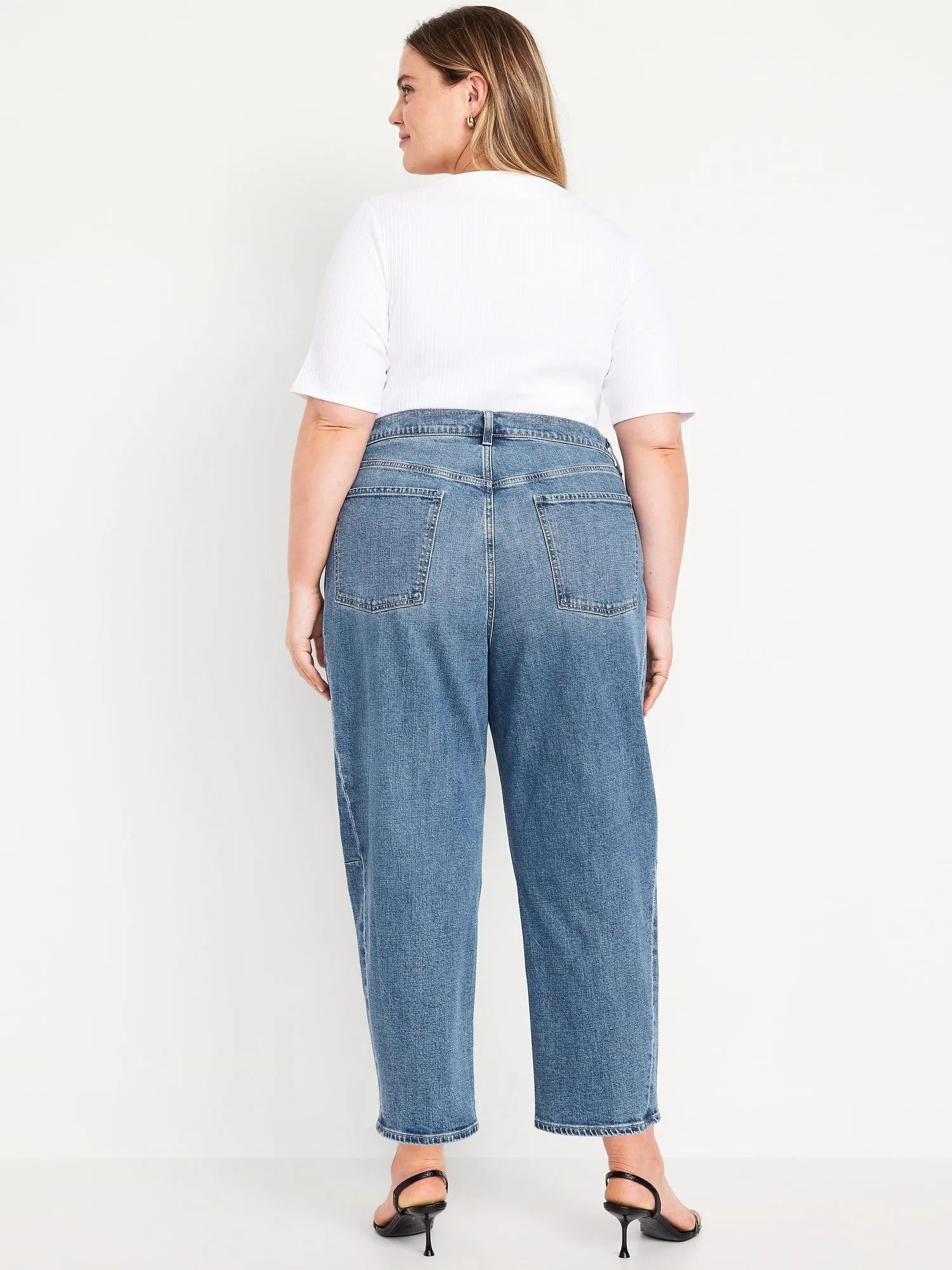 High-Waisted Barrel Ankle Jeans