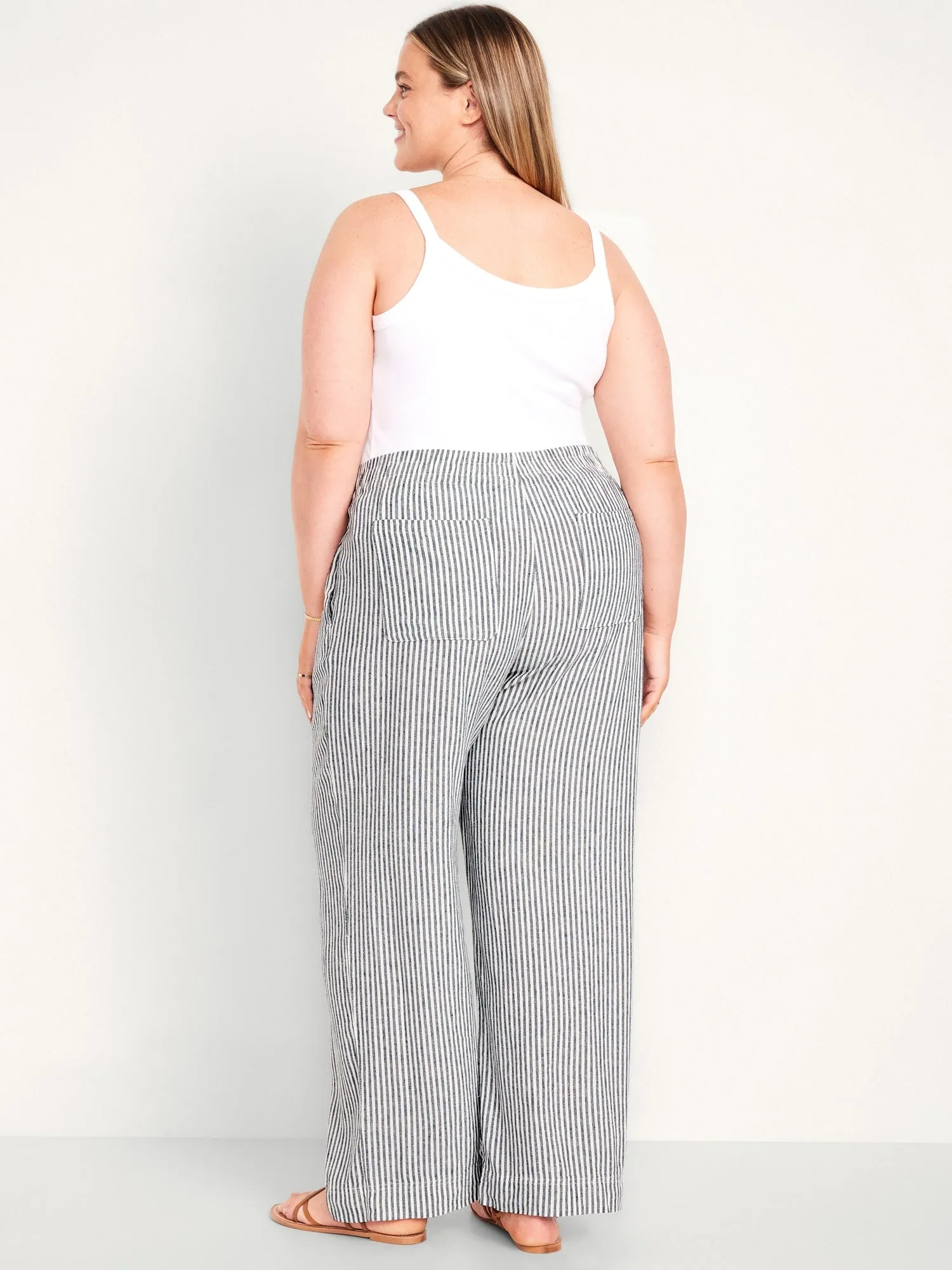 High-Waisted Linen-Blend Wide-Leg Pants