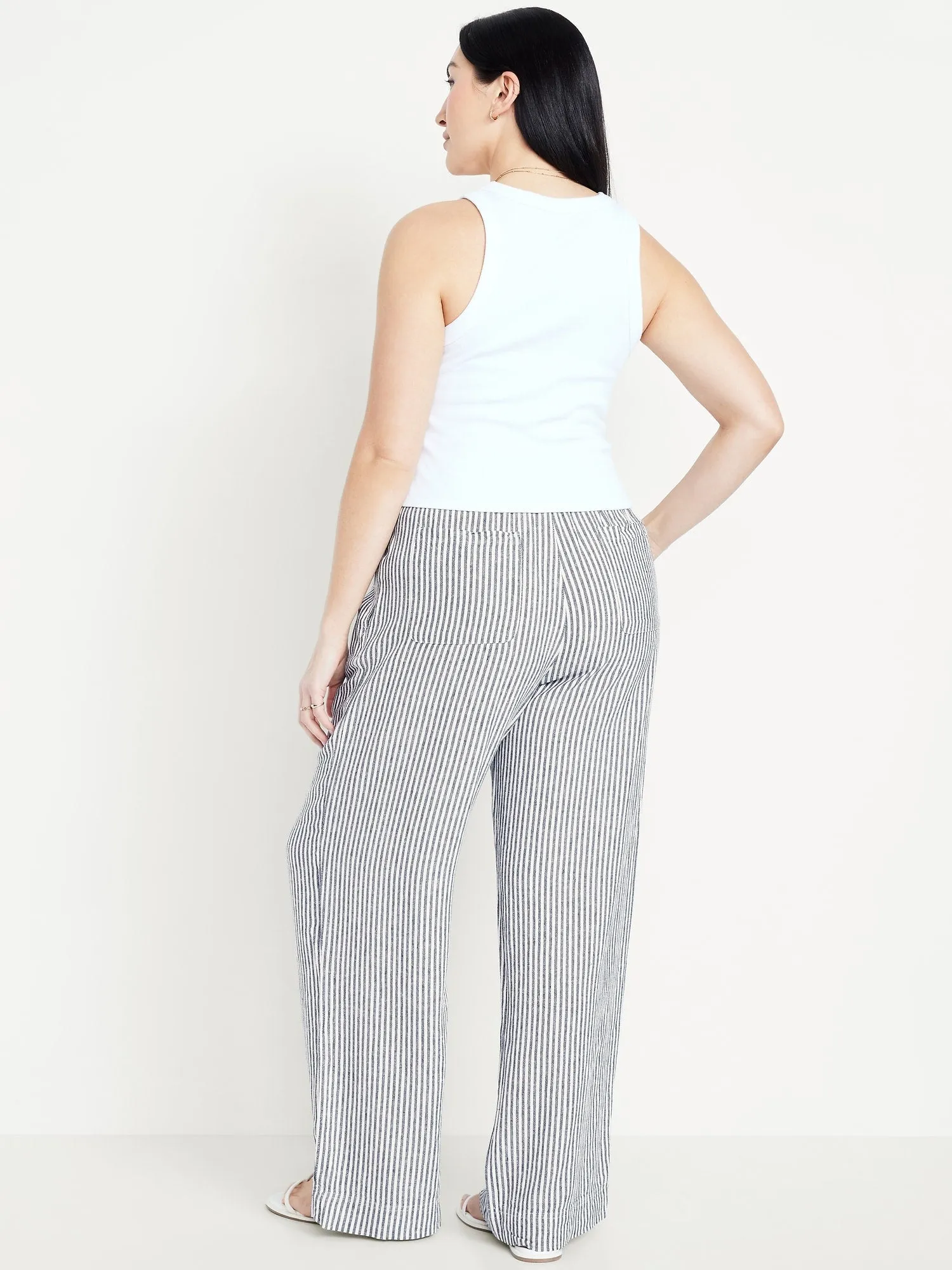High-Waisted Linen-Blend Wide-Leg Pants