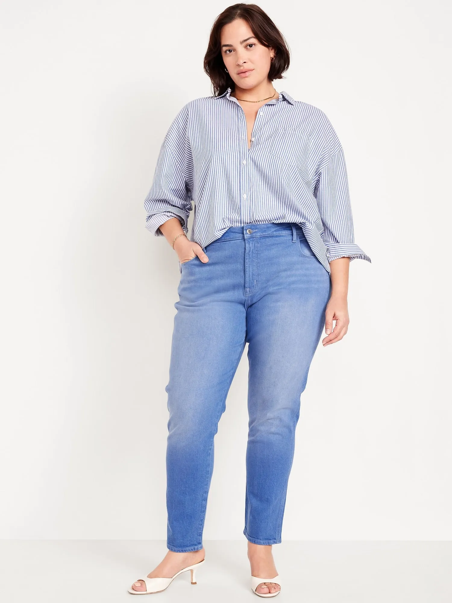 High-Waisted Vintage Slim Jeans