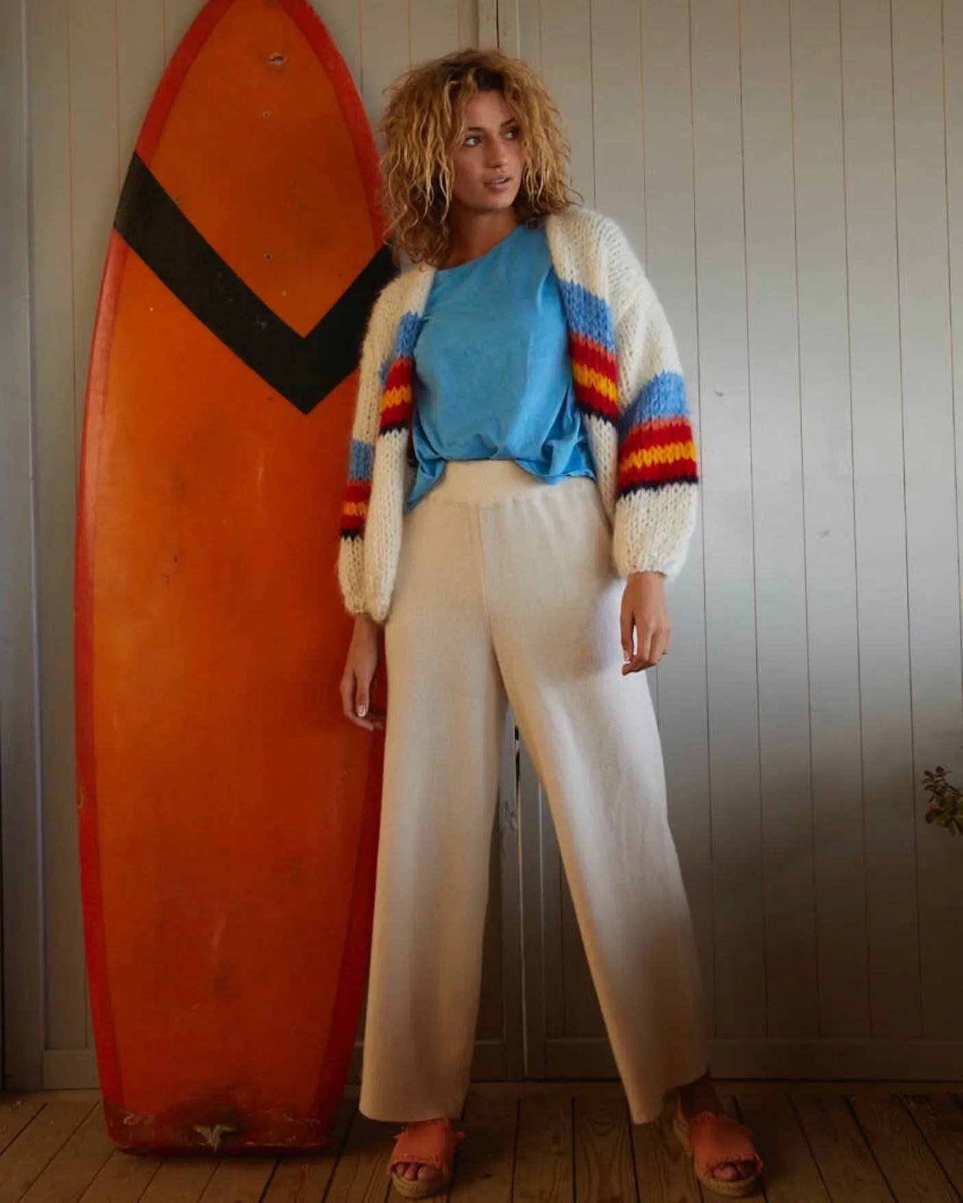 HOGAN MOHAIR CARDIGAN - WHITE BLUE RED YELLOW - LES TRICOTS D'O