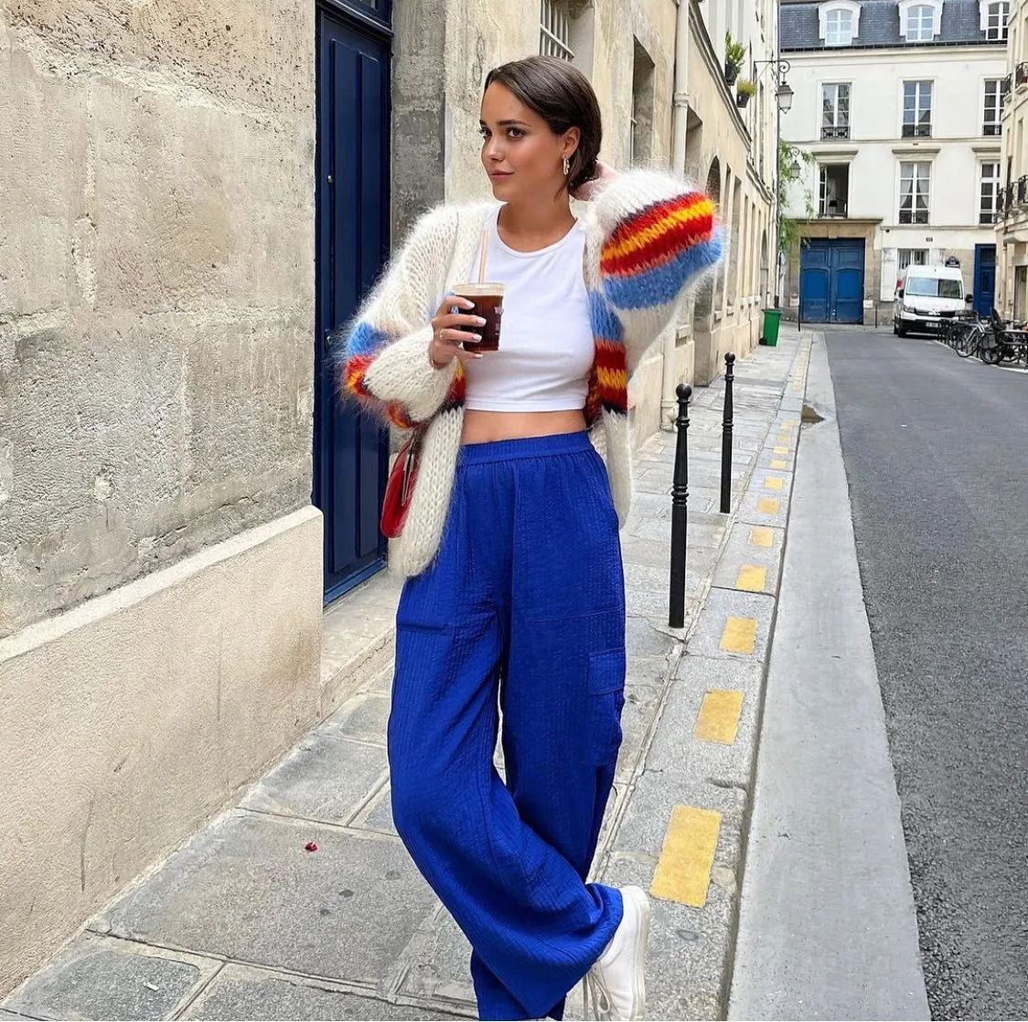 HOGAN MOHAIR CARDIGAN - WHITE BLUE RED YELLOW - LES TRICOTS D'O