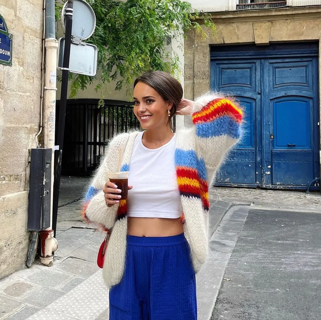 HOGAN MOHAIR CARDIGAN - WHITE BLUE RED YELLOW - LES TRICOTS D'O