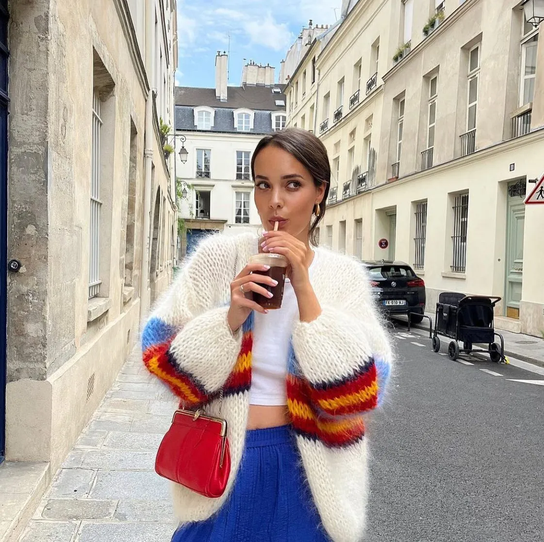 HOGAN MOHAIR CARDIGAN - WHITE BLUE RED YELLOW - LES TRICOTS D'O