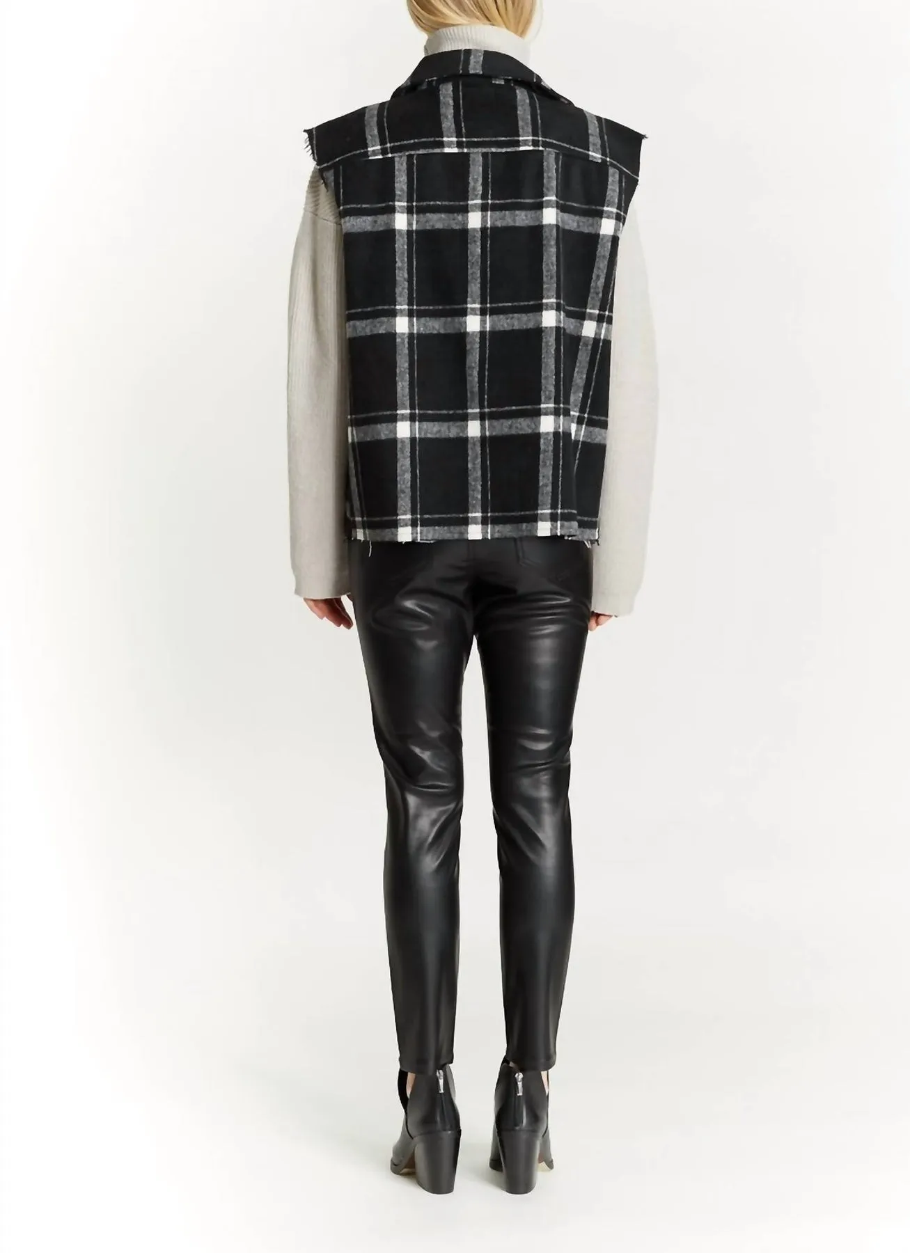 Hot Deal Plaid Hunter Vest with Frayed Sleeves  Almost Gone!