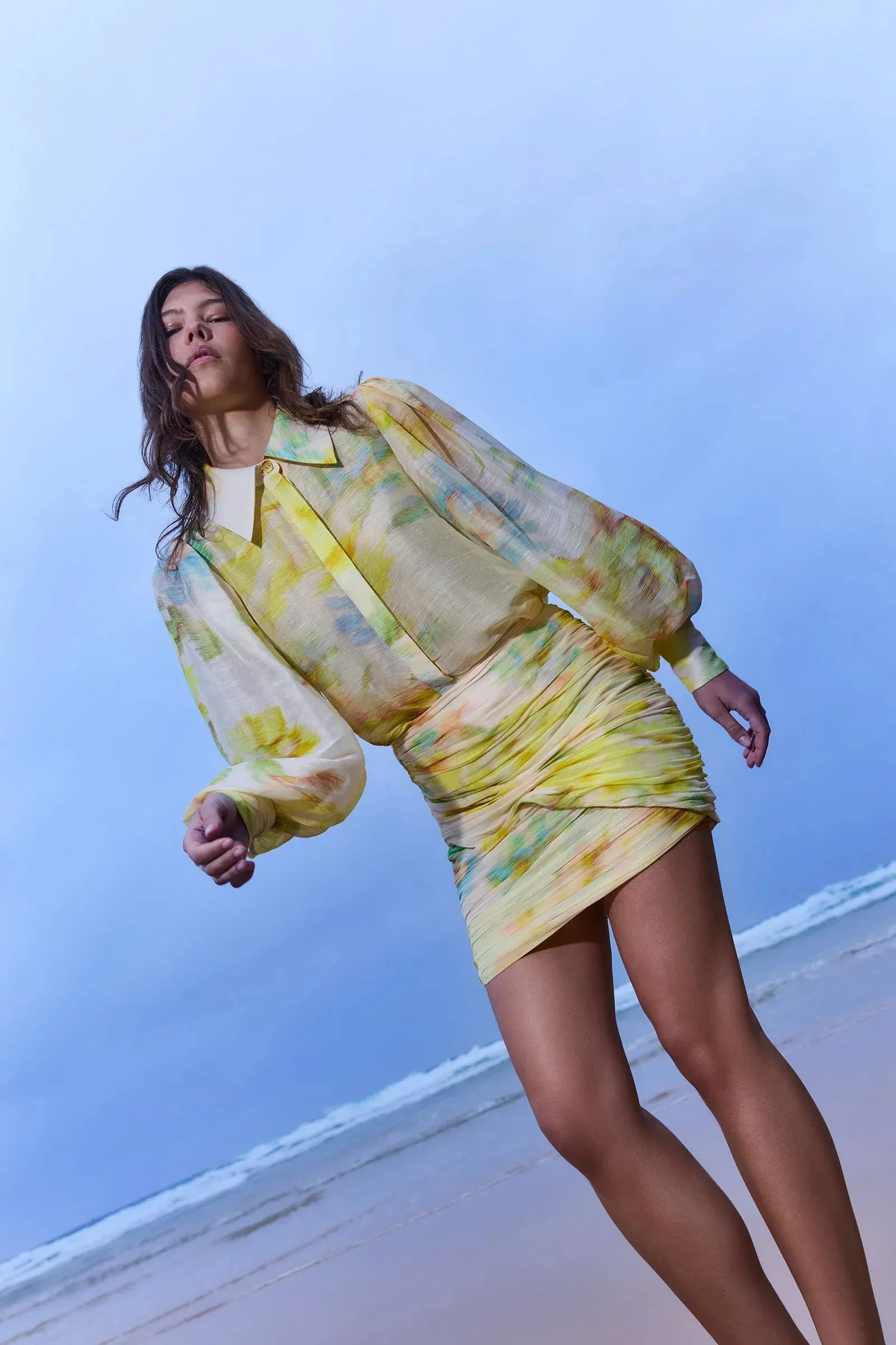 ILLUMINATE GATHERED SKIRT  - ZEST - ANTIPODEAN