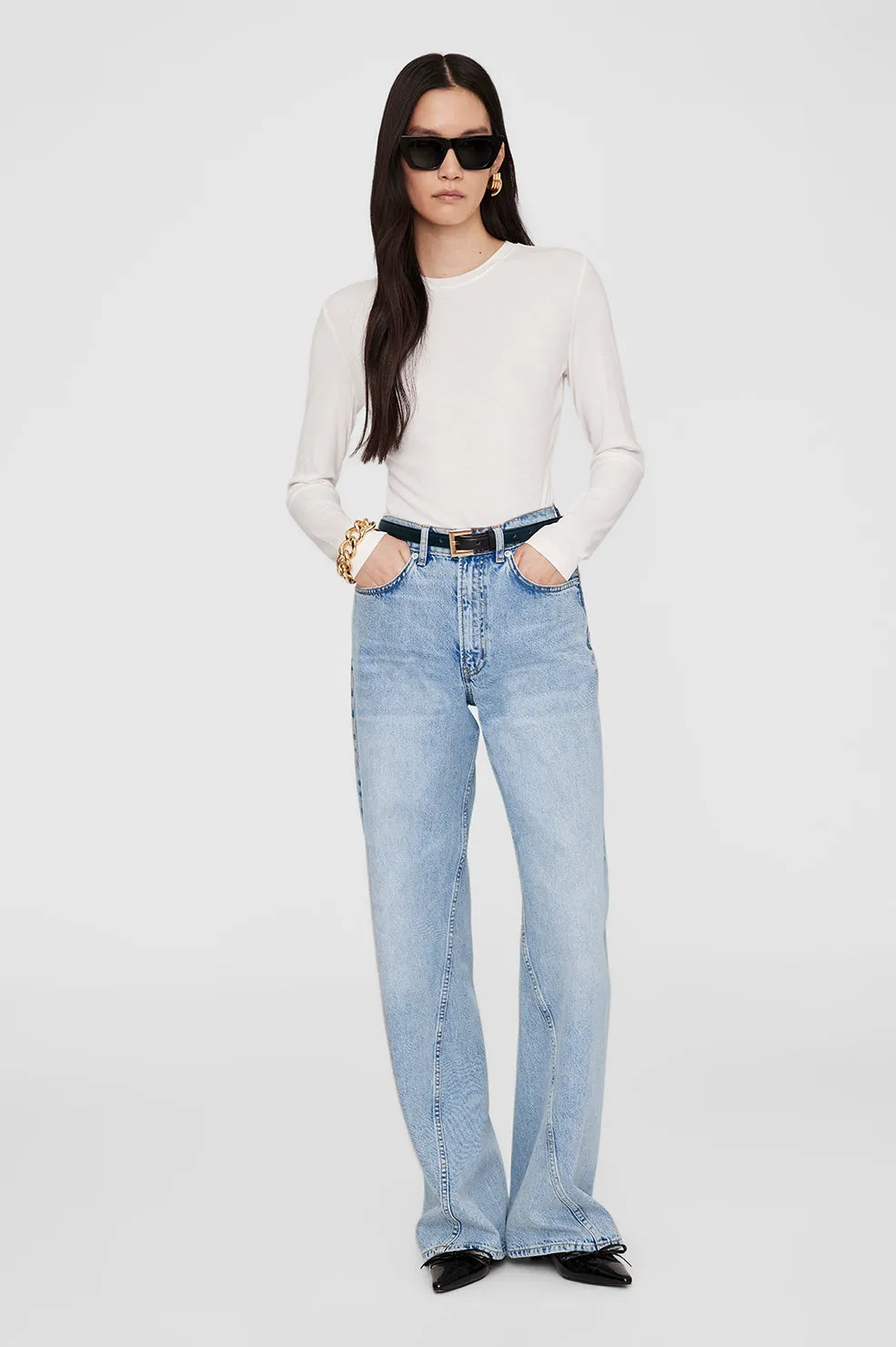 Jo Long Sleeve Tee - Off White -ANINE BING