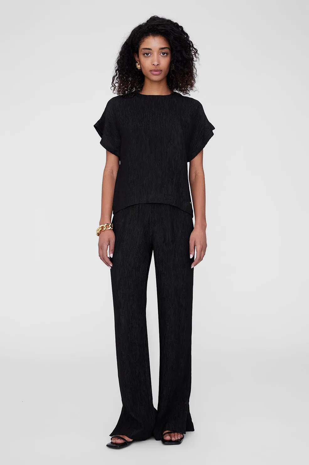 Jollie Top - Black Crinkle -ANINE BING