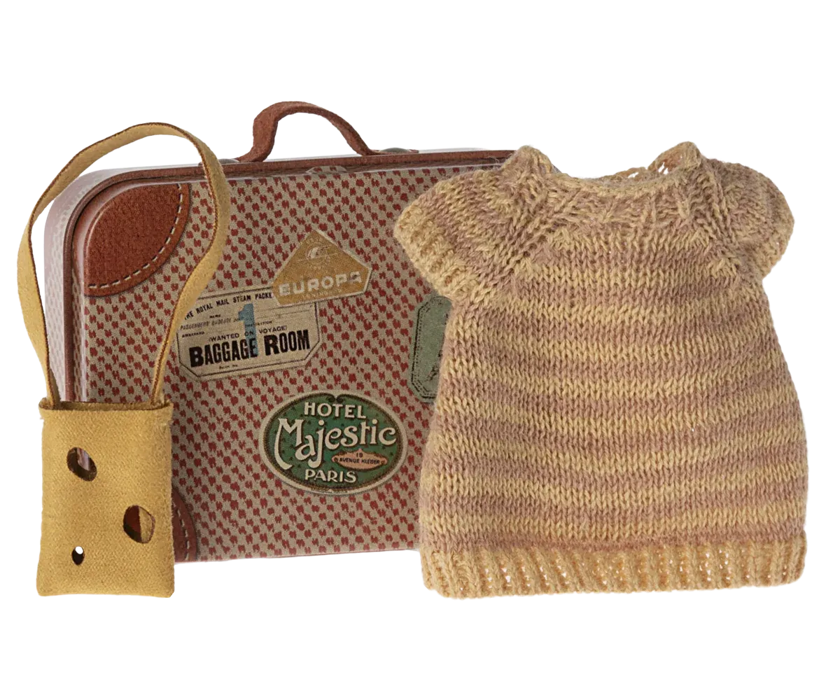 Knitted Dress & Bag in Suitcase, Mouse - Big Sister