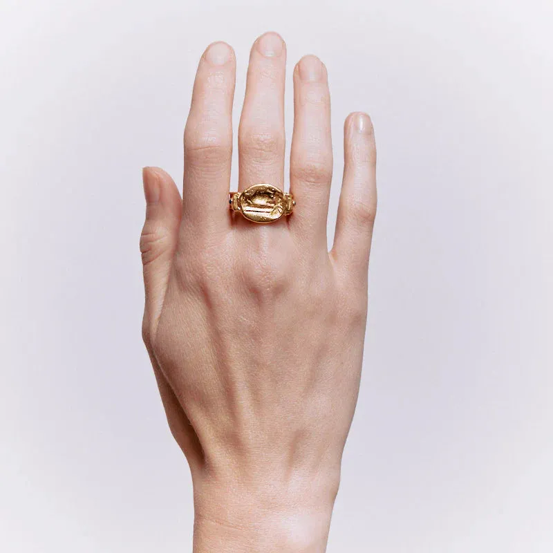 KURT RING WITH LAPIS LAZULI - GOLD - CLEOPATRAS BLING