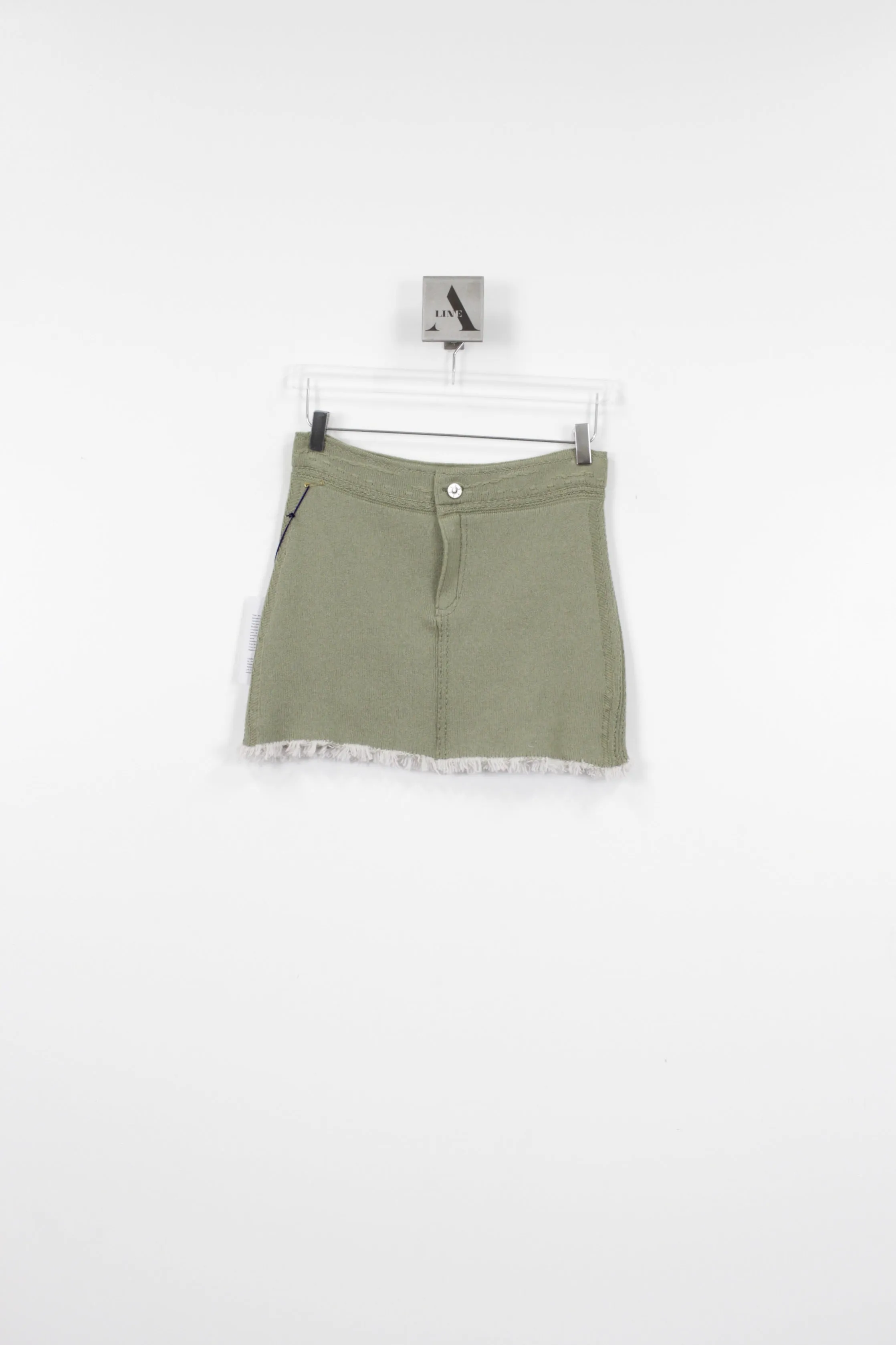 LADIES DENIM MINI SKIRT WITH DISTRESSED DETAIL