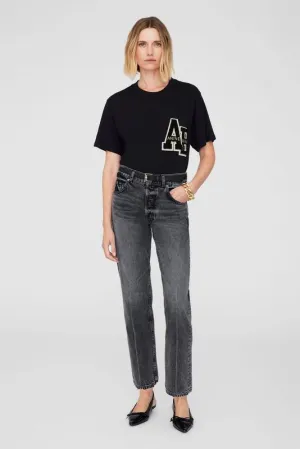 LILI TEE LETTERMAN - BLACK - ANINE BING