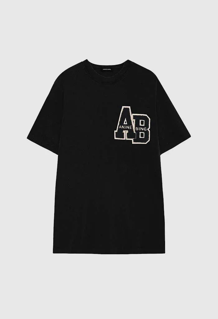 LILI TEE LETTERMAN - BLACK - ANINE BING