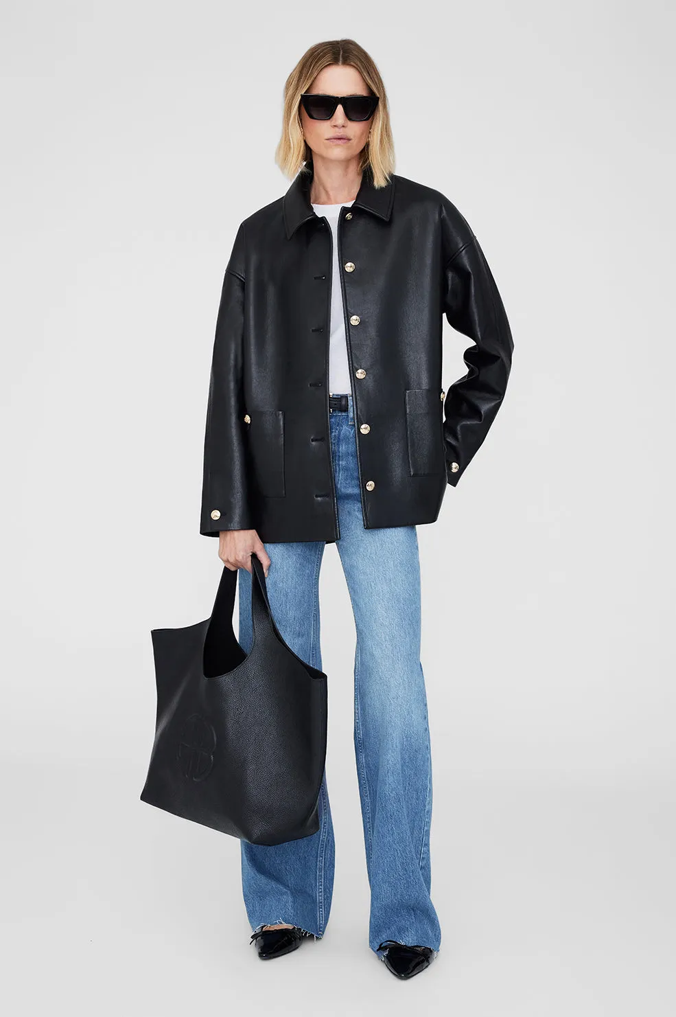 Lili Tote - Black Pebbled -ANINE BING