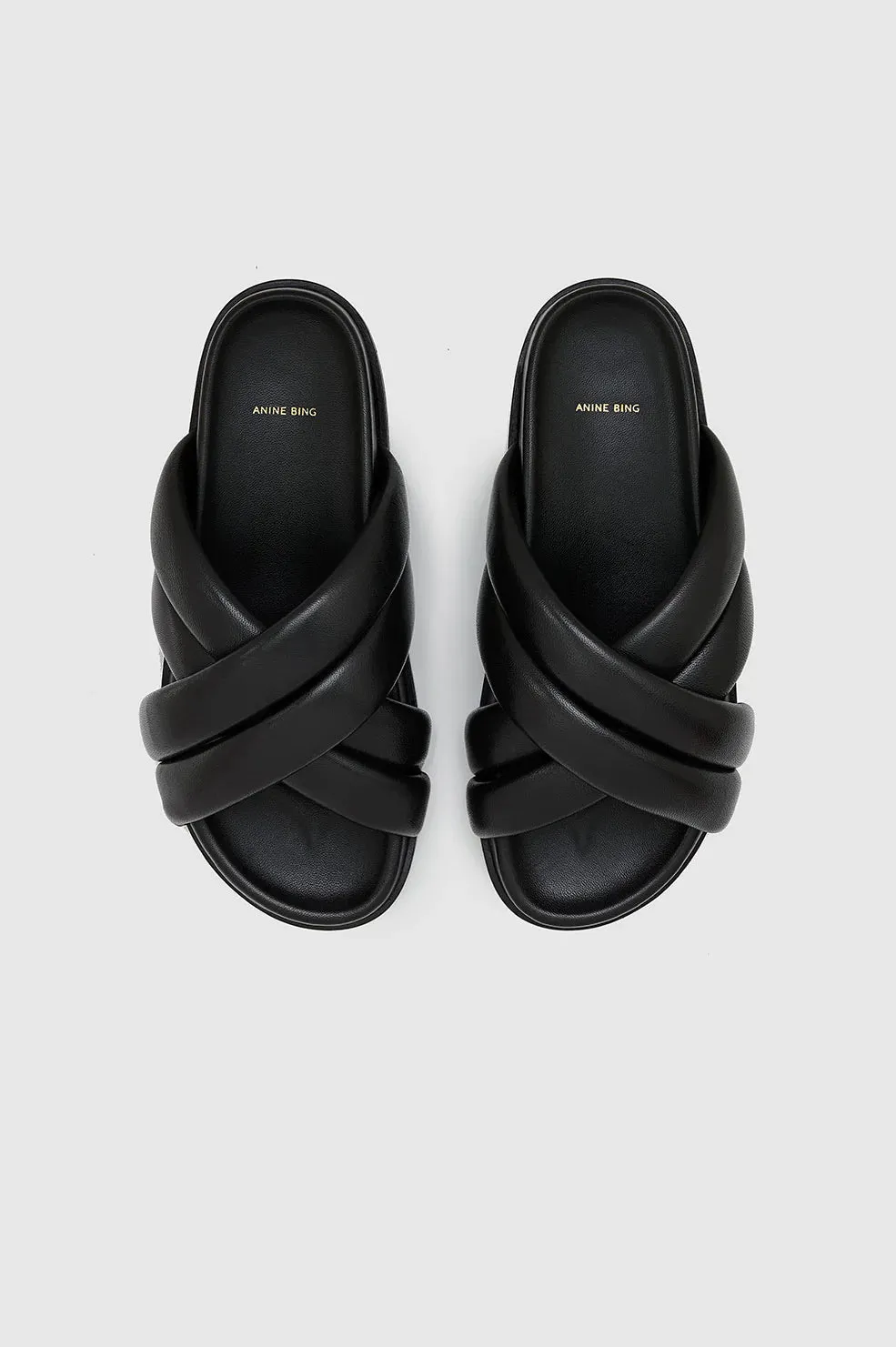 2025 FASHION TRENDS FOR WOMEN LIZZIE SLIDES - BLACK LEATHER - ANINE BING