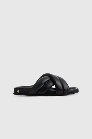 LIZZIE SLIDES - BLACK LEATHER - ANINE BING