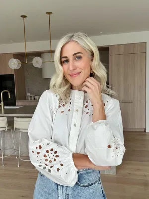 LOLA CUTWORK SHIRT - WHITE -  SAY THE LABEL