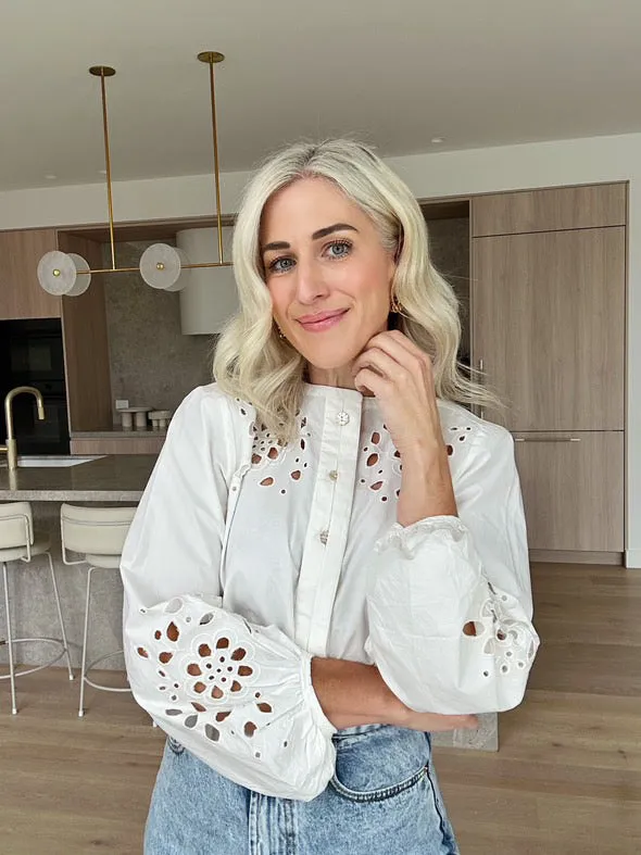 LOLA CUTWORK SHIRT - WHITE -  SAY THE LABEL