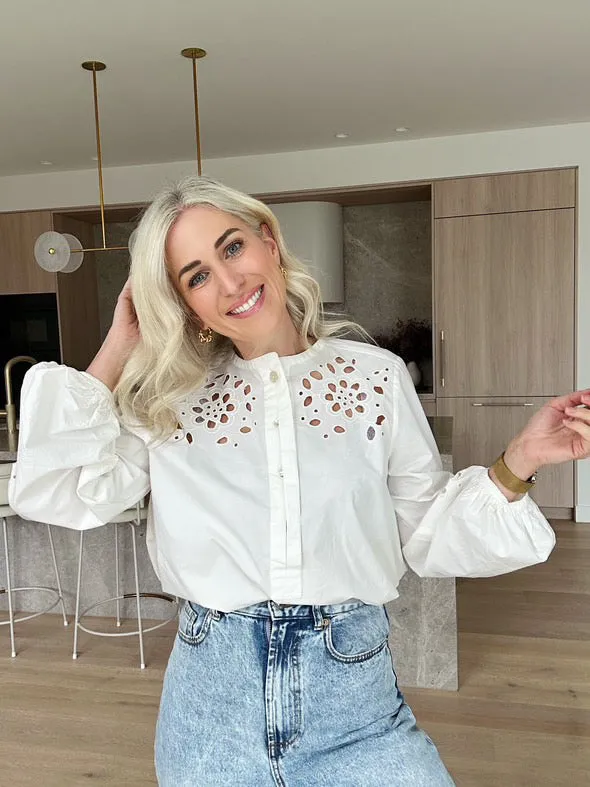 LOLA CUTWORK SHIRT - WHITE -  SAY THE LABEL