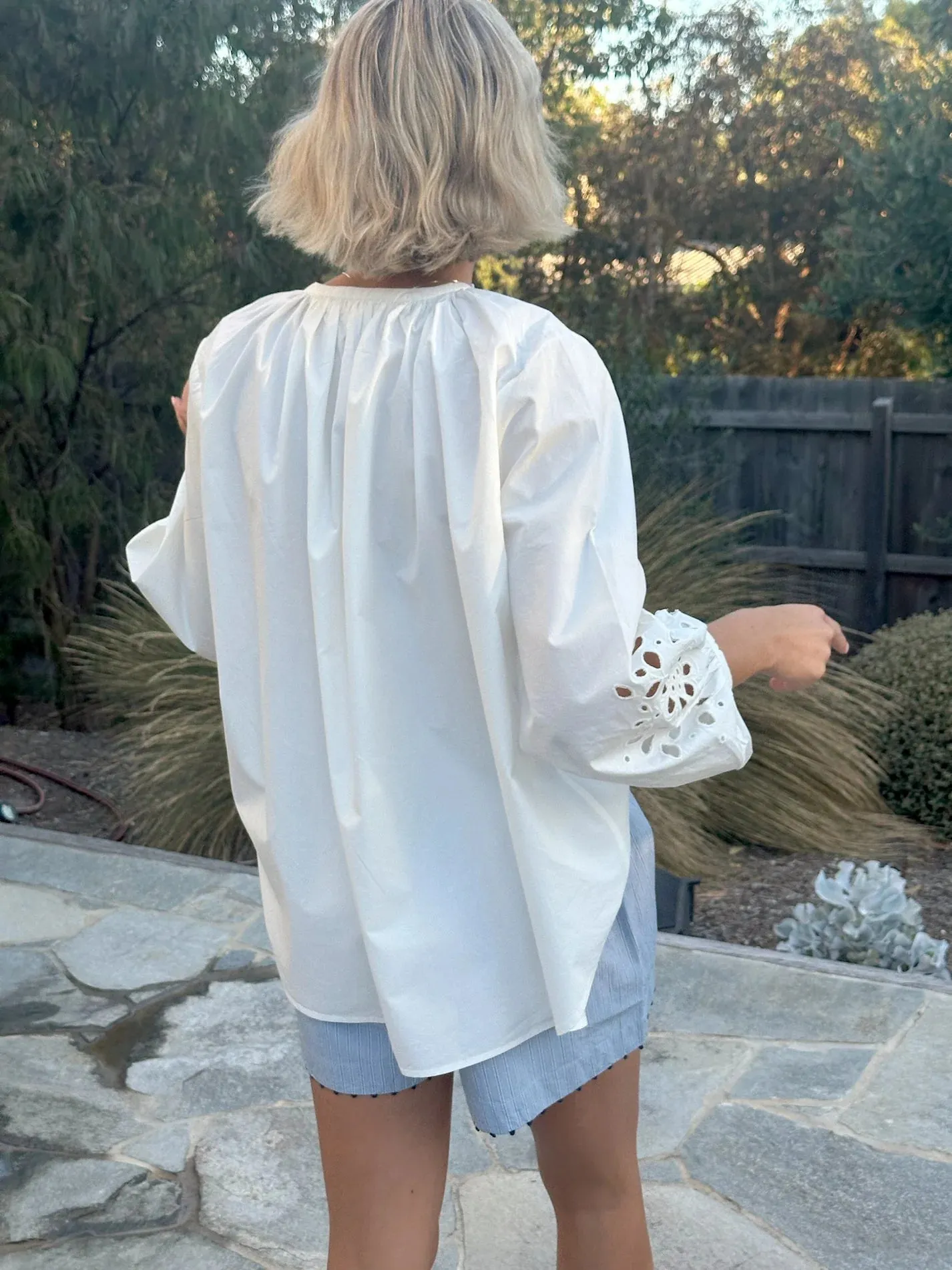 LOLA CUTWORK SHIRT - WHITE -  SAY THE LABEL