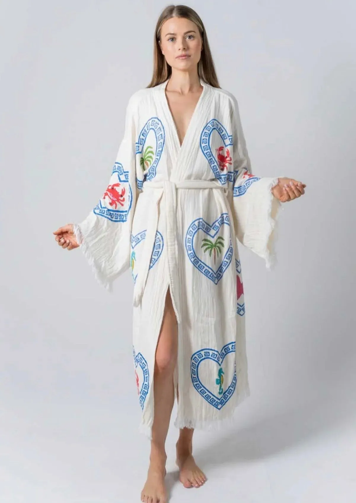 2025 FASHION TRENDS FOR WOMEN LONG ROBE  - NATURAL / MULTI MOTIF - CIE CIE