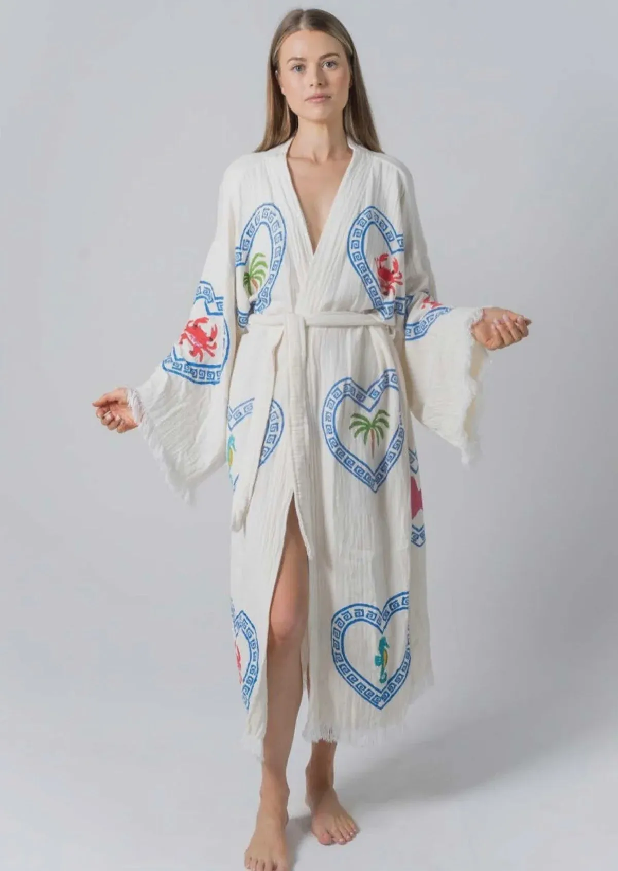 2025 FASHION TRENDS FOR WOMEN LONG ROBE  - NATURAL / MULTI MOTIF - CIE CIE