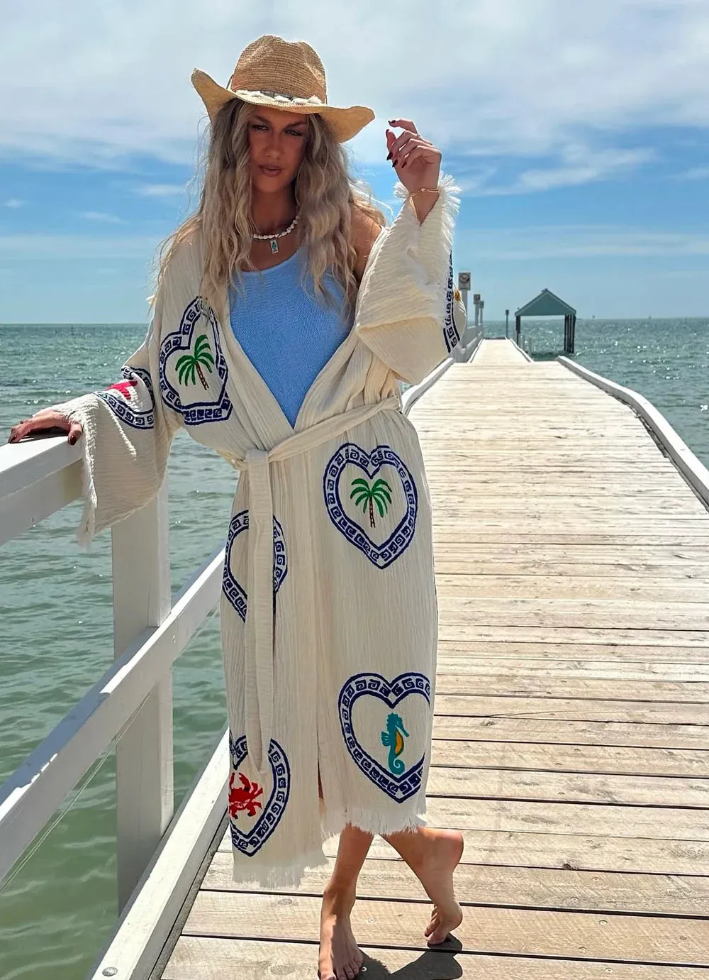 2025 FASHION TRENDS FOR WOMEN LONG ROBE  - NATURAL / MULTI MOTIF - CIE CIE