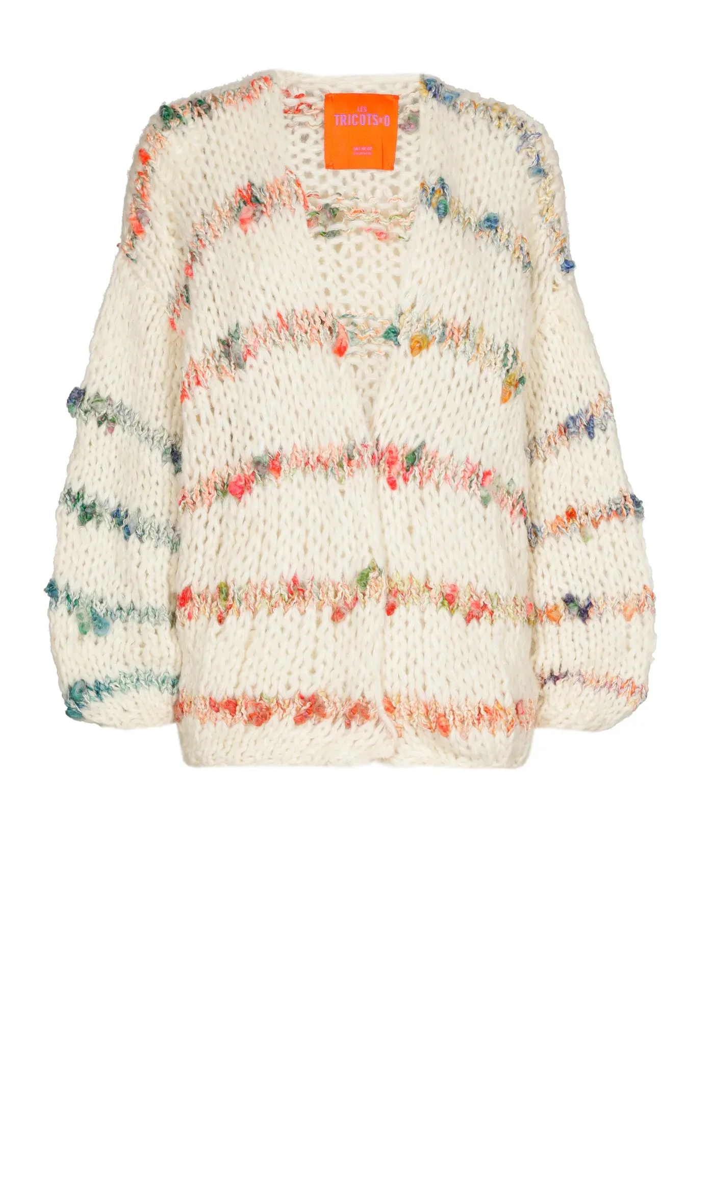 LUNA ALPACA CARDIGAN SHORT - OFF WHITE STRIPES - LES TRICOTS D'O