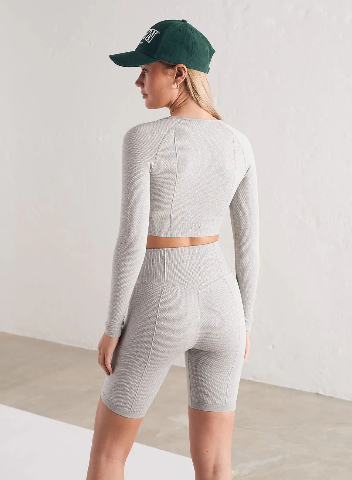 Luxe Seamless Biker Shorts - Light Grey Melange