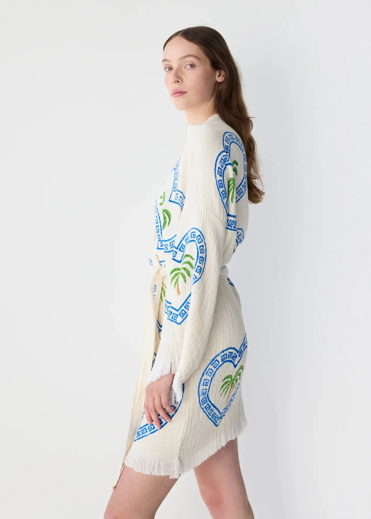 2025 FASHION TRENDS FOR WOMEN MIDI ROBE PALM TREE - NATURAL - CIE CIE