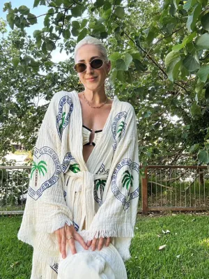 2025 FASHION TRENDS FOR WOMEN MIDI ROBE PALM TREE - NATURAL - CIE CIE