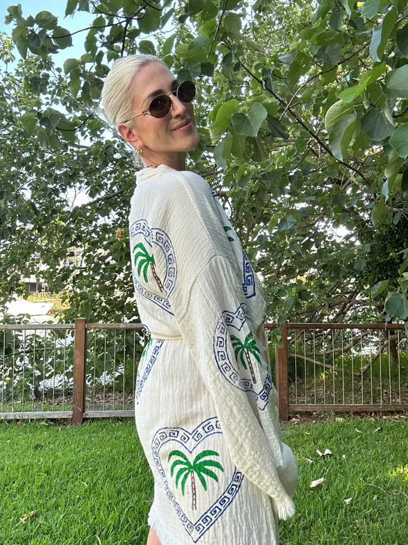MIDI ROBE PALM TREE - NATURAL - CIE CIE