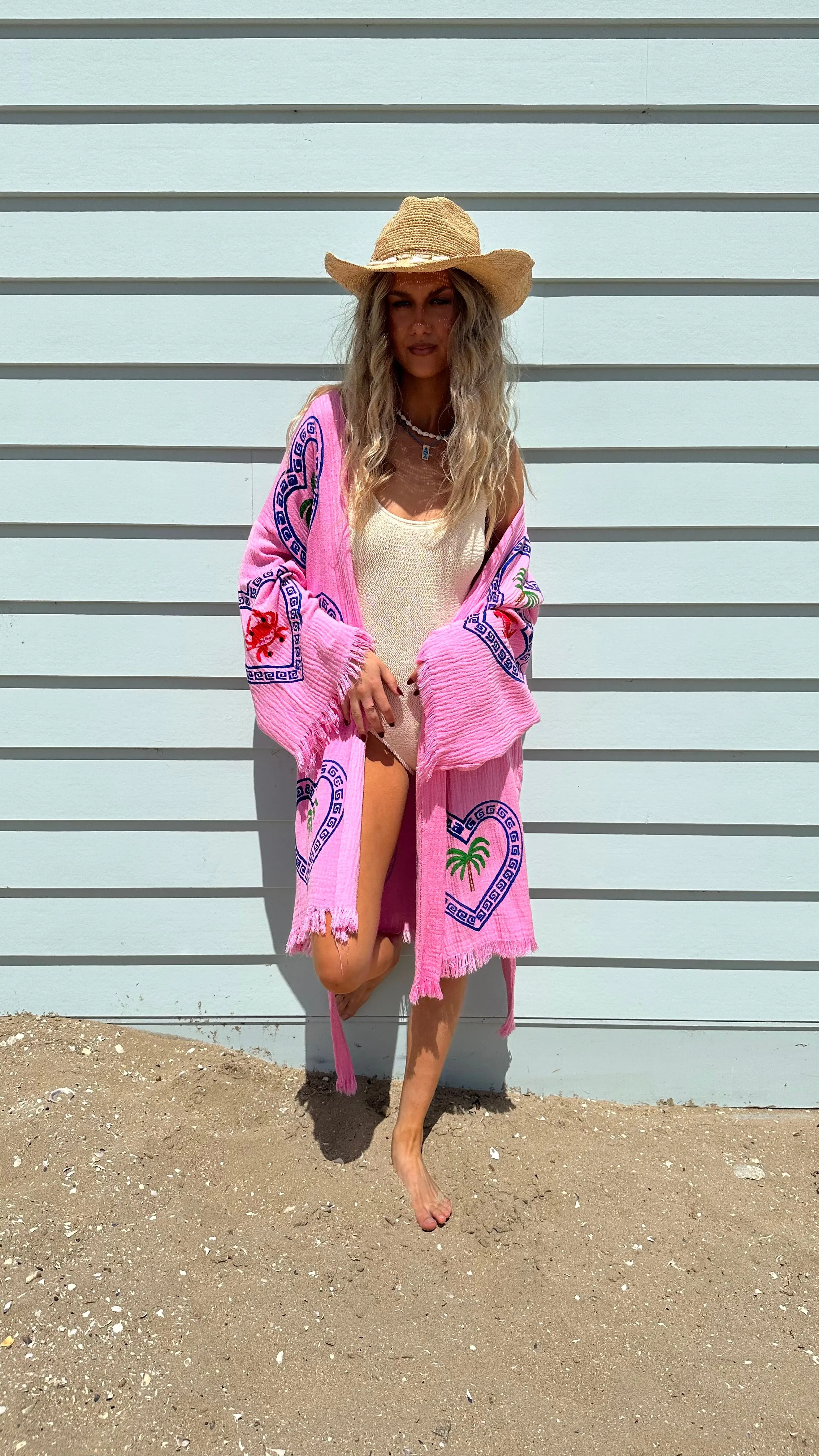 2025 FASHION TRENDS FOR WOMEN MIDI ROBE PALM TREE/ SEA STAR - ORCHID BLOOM - CIE CIE