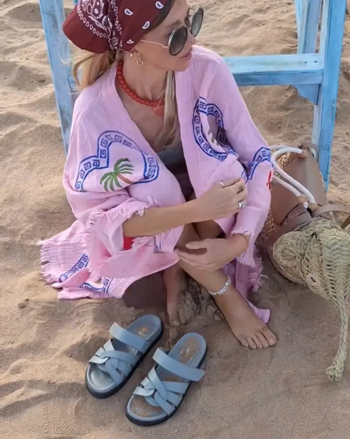 2025 FASHION TRENDS FOR WOMEN MIDI ROBE PALM TREE/ SEA STAR - ORCHID BLOOM - CIE CIE