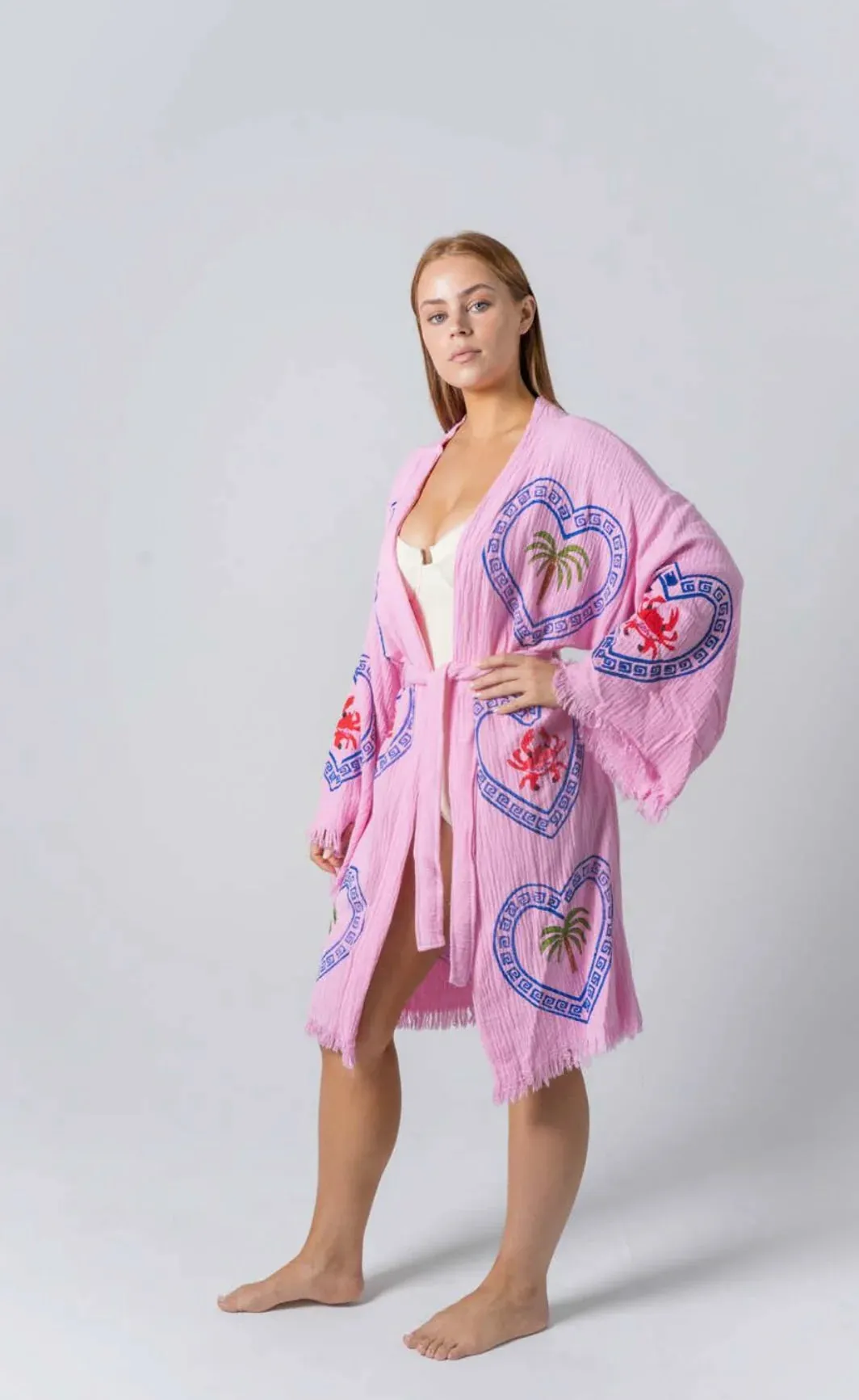 2025 FASHION TRENDS FOR WOMEN MIDI ROBE PALM TREE/ SEA STAR - ORCHID BLOOM - CIE CIE