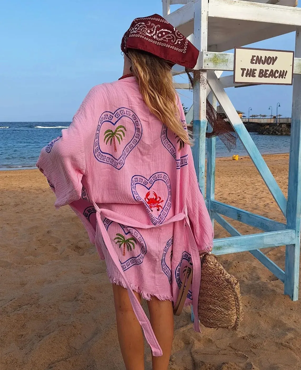 2025 FASHION TRENDS FOR WOMEN MIDI ROBE PALM TREE/ SEA STAR - ORCHID BLOOM - CIE CIE