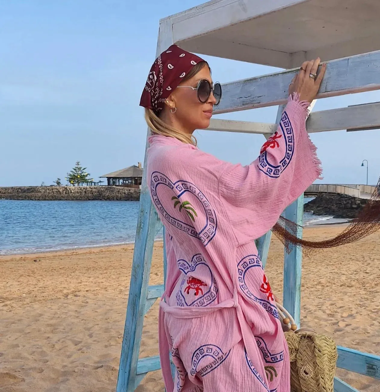 2025 FASHION TRENDS FOR WOMEN MIDI ROBE PALM TREE/ SEA STAR - ORCHID BLOOM - CIE CIE