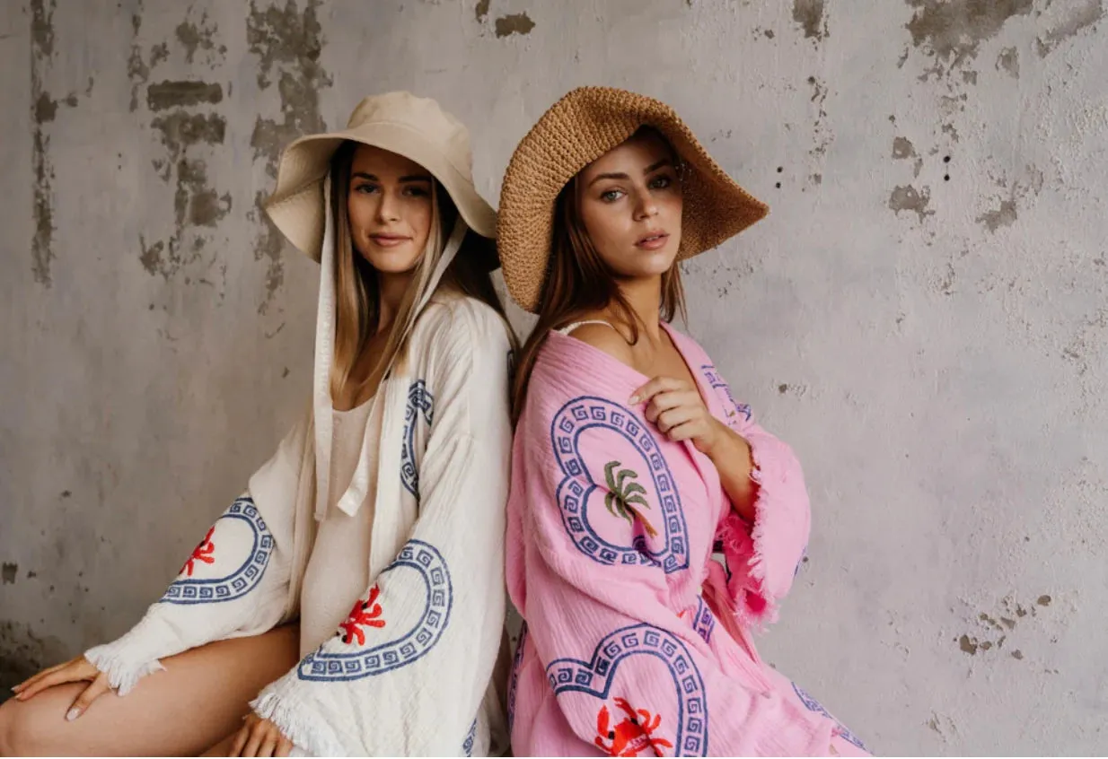 2025 FASHION TRENDS FOR WOMEN MIDI ROBE PALM TREE/ SEA STAR - ORCHID BLOOM - CIE CIE
