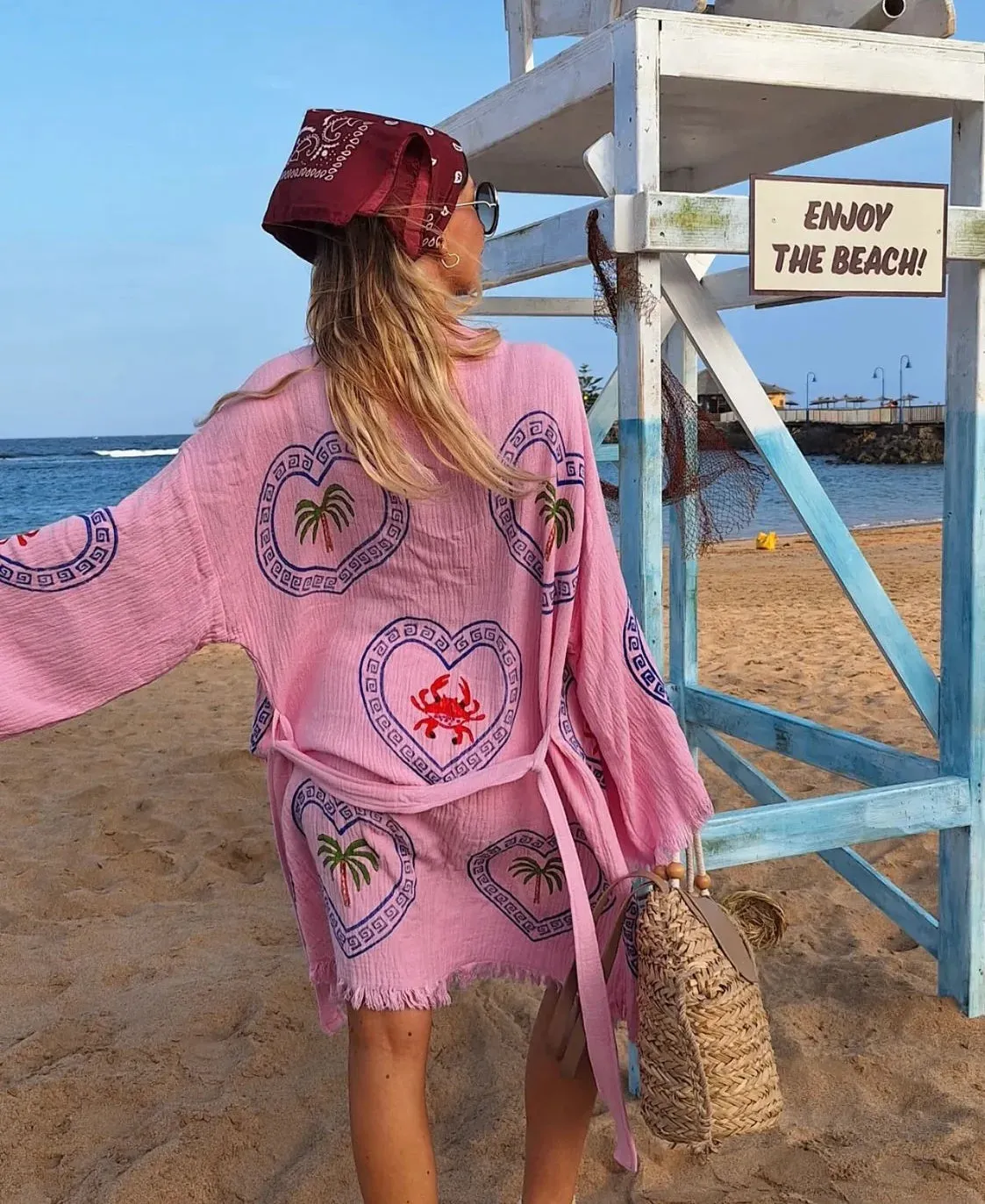 2025 FASHION TRENDS FOR WOMEN MIDI ROBE PALM TREE/ SEA STAR - ORCHID BLOOM - CIE CIE