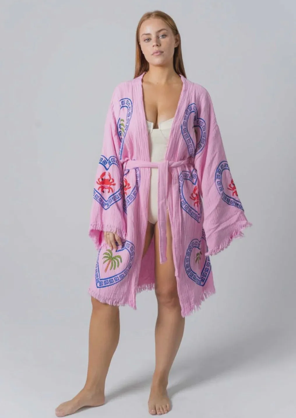 2025 FASHION TRENDS FOR WOMEN MIDI ROBE PALM TREE/ SEA STAR - ORCHID BLOOM - CIE CIE