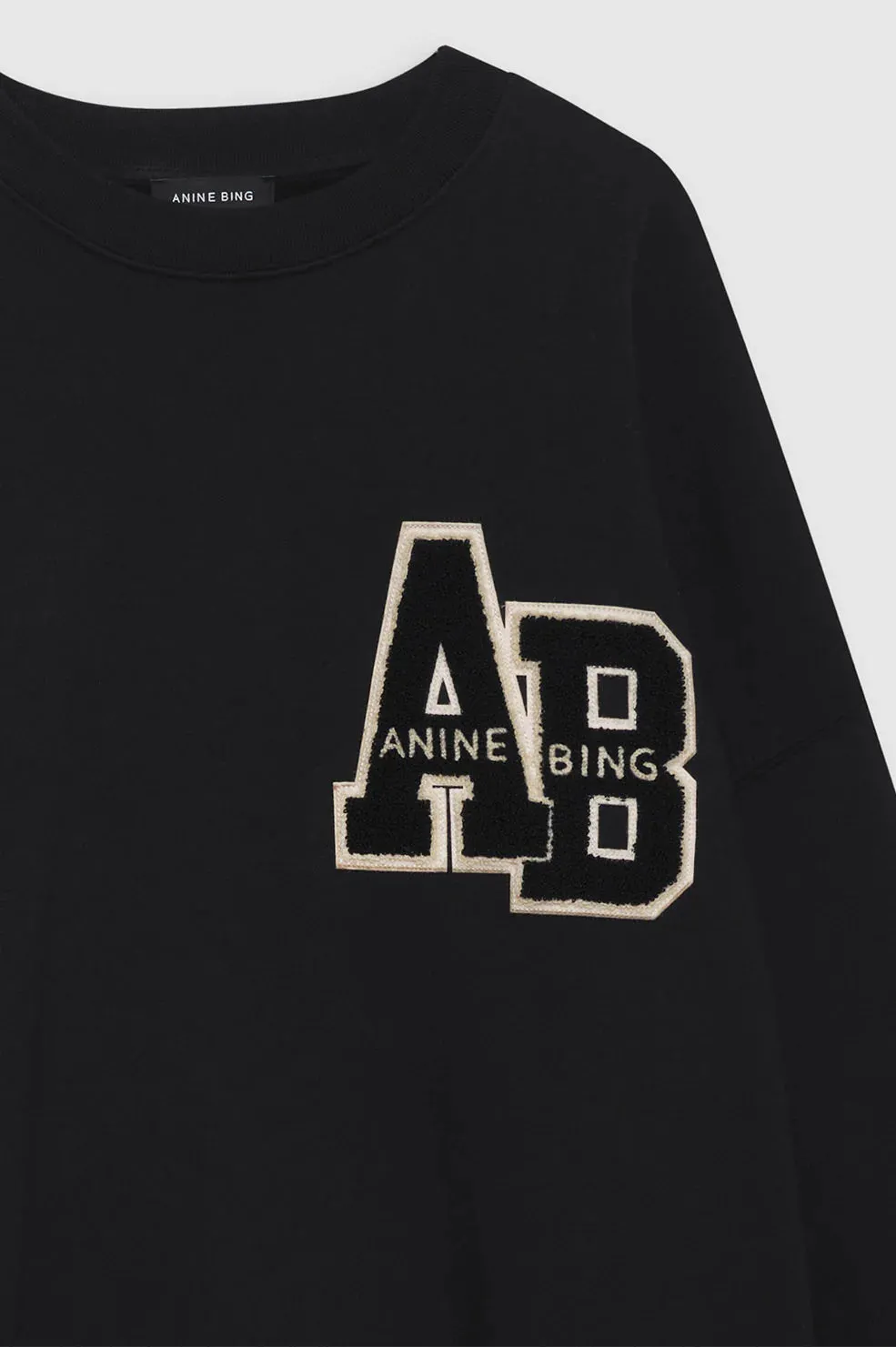 MILES OVERSIZED SWEATSHIRT LETTERMAN - BLACK  - ANINE BING